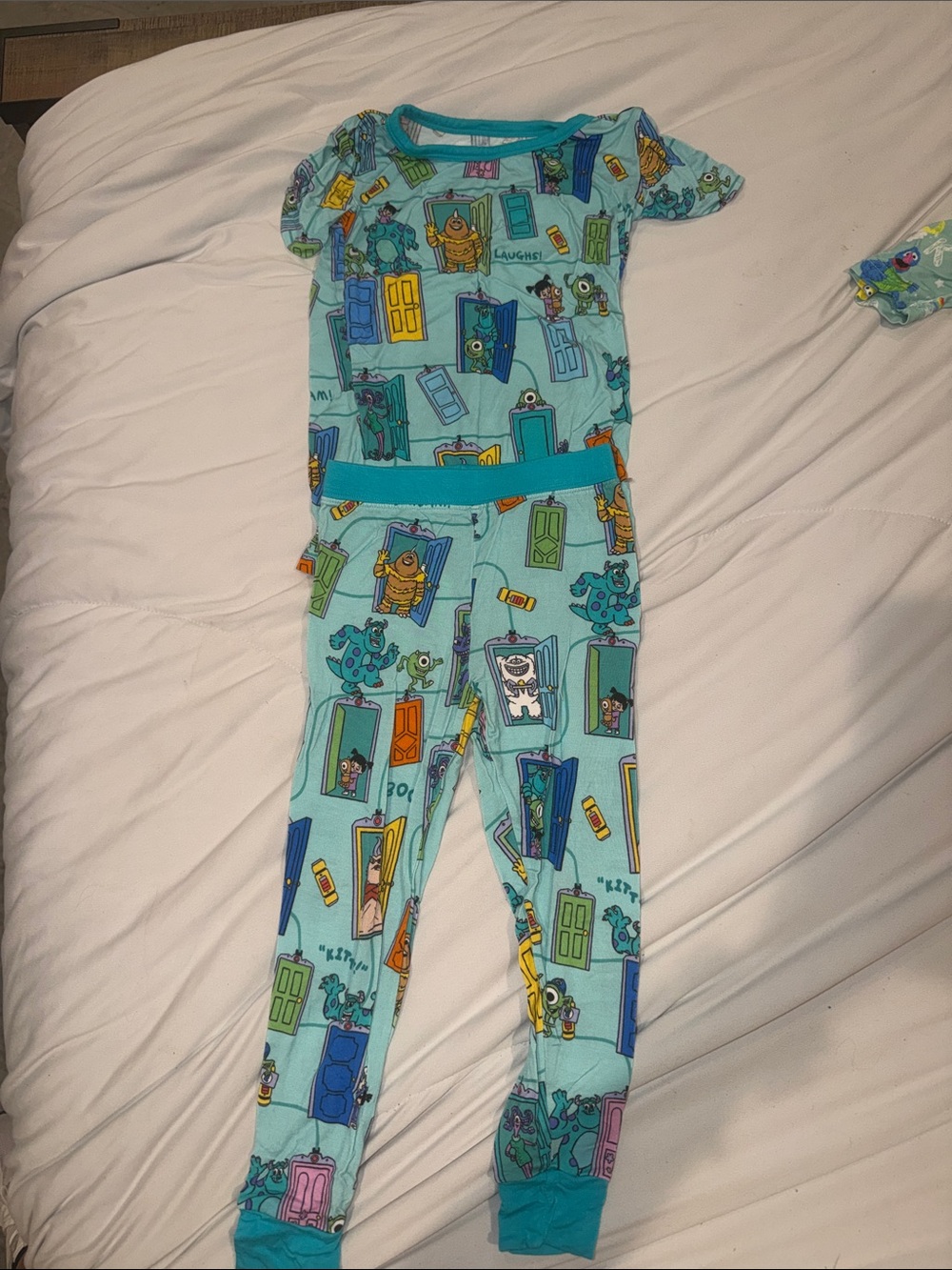 Little Sleepies Aqua Monster’s Inc Pajama Set with Teal Trim